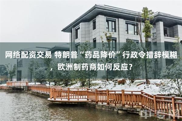 网络配资交易 特朗普“药品降价”行政令措辞模糊，欧洲制药商如何反应？